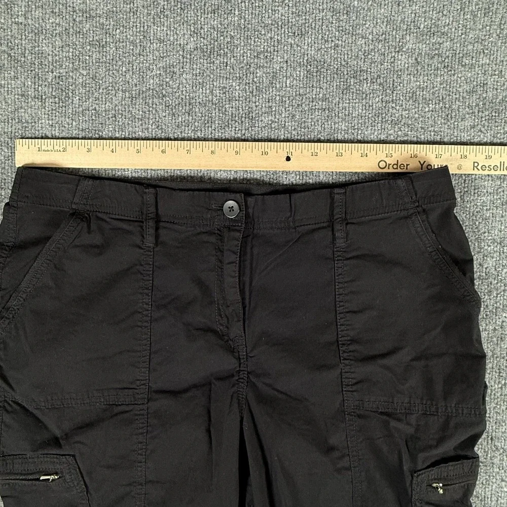 Chicos‎ Pants Womens 2P Black Cargo Stretch Cropped Mid Rise Utility Travel
